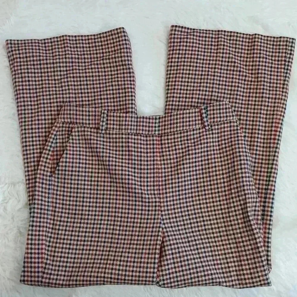 Boden Red and White Checkered Flare Pants - Picture 3 of 7